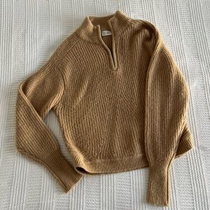 Tan Quater Zip Sweater Size S